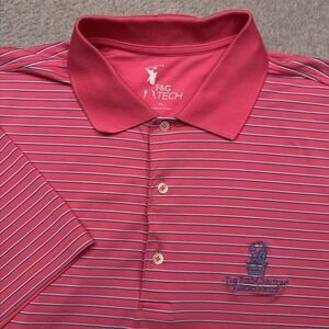 F&G Tech Performance Polo Shirt Mens XL Pink Striped Ritz-Carlton Rancho Mirage